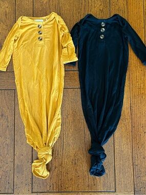 Rowan & Co. Baby Knotted Gown Set in Mustard Yellow & Black